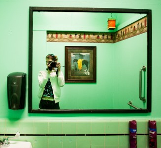 The bathroom at the Venus Cafe is both horrifying and enchanting. 